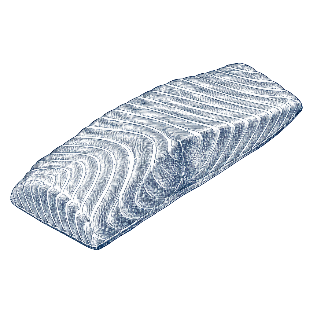 Line engraving of Faroe Islands Salmon